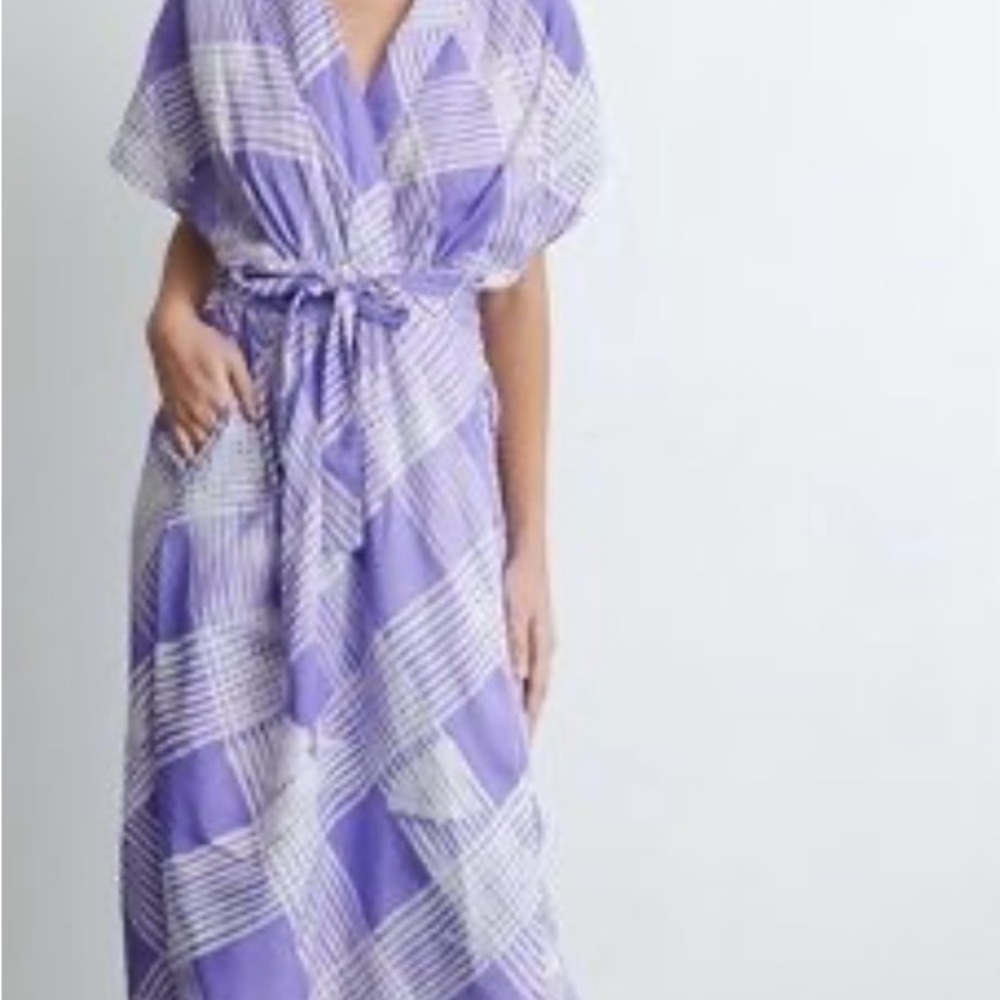 Purple Plaid Midi Dress